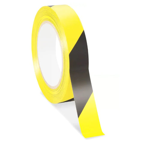 Vinyl Yellow/Black Safety Tape, 1" Width x 36 Yards Length