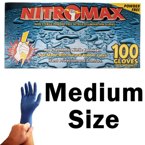 SIZE MEDIUM NitroMax Powder-Free Nitrile Gloves – 5 Mil, Box of 100