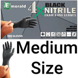 100 Count SIZE MEDIUM Powder-Free Nitrile Gloves, 4 Mil, Food Grade, Disposable (Black Color)