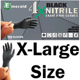 100 Count SIZE X-LARGE Powder-Free Nitrile Gloves, 4 Mil, Food Grade, Disposable (Black Color)