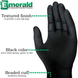 100 Count SIZE X-LARGE Powder-Free Nitrile Gloves, 4 Mil, Food Grade, Disposable (Black Color)