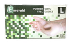 Emerald Shannon Powder-Free Vinyl Gloves – 4 Mil - Box of 100 (Large)