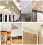 12 Pack 4.8" LED Dimmable Recessed LED Lights Retrofit Kit w/ 5 Selectable Color Temperatures (2700K to 5000K), CRI90, 1050lm, 12W (100W Equivalent), Baffle Trim, Downlight, J-Box Included