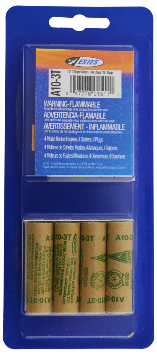 Estes A103T Model Rocket Engine Pack (4 Engines Per Pack) Electronix
