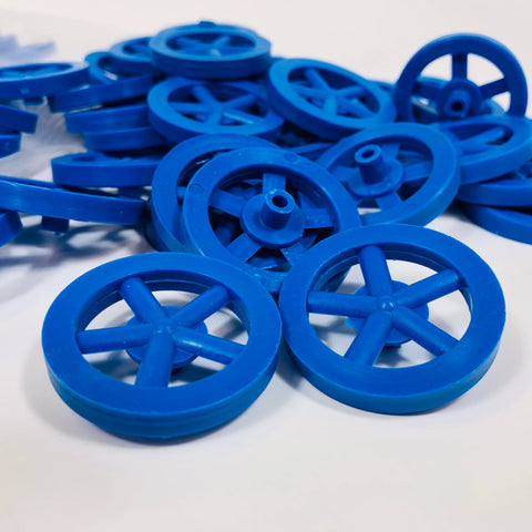 CO2 Dragster Wheels, Blue Color - Hobby Wheels for Miniature Cars and Educational Project Kits Using 1/8" Axles