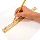 Westcott 12" Wood Ruler Measuring Metric and 1/16" Scale Inches with Single Metal Edge (10377)