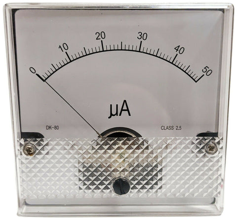 RSR Ammeter DC 0-50µA Meter Movement, 1µA Resolution