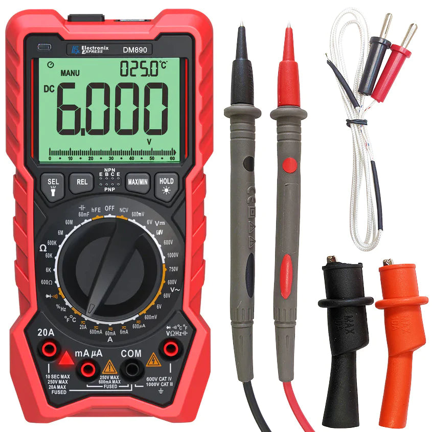 6000 Counts Auto/Manual Ranging True RMS Digital Multimeter with Backl