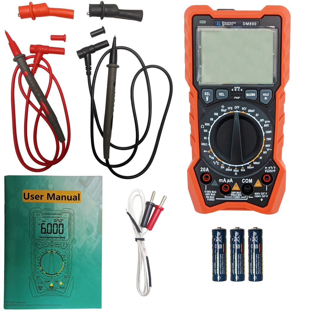 6000 Counts Auto/Manual Ranging True RMS Digital Multimeter with