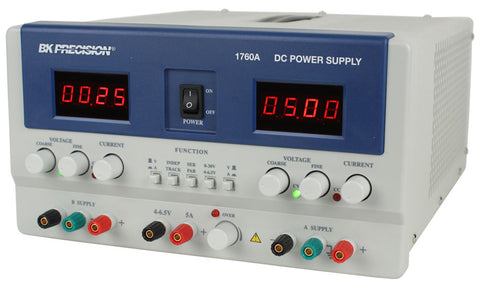BK Precision Triple Output Power Supply, Two 0-30V@2A, 4-6.5V@5A - Model 1760A