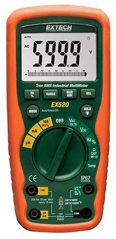 Extech EX520: 11 Function Heavy Duty True RMS Industrial MultiMeter with 6,000 count large LCD display