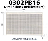 Prototyping Breadboard with Rows of Interconnected Holes, 6.3 x 3.9 Inches, 2135 Holes (Model PB-16)