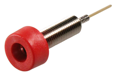 Banana Test Connector, Jack, Panel Mount Model - 4005-2, 3 A, 2.5 kV, Nickel Plated Contacts, Red