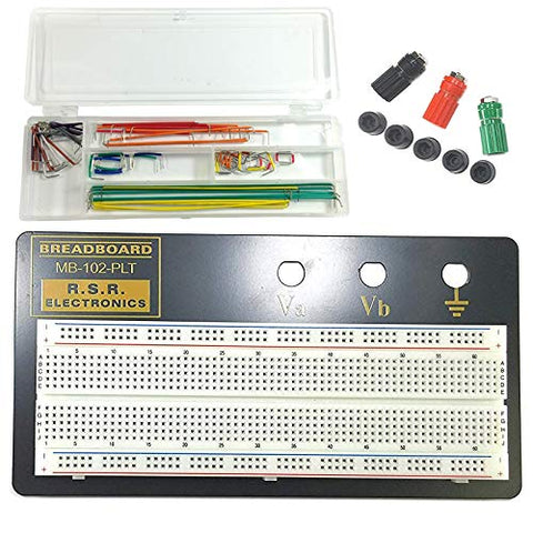 Premium Solderless Breadboard, 830 Tie Points and 3 Binding Posts, and includes a 70 Piece Jumper Set