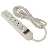 6 Outlet Surge Protector Power Strip, 6ft, 125VAC / 15A, UL Listed