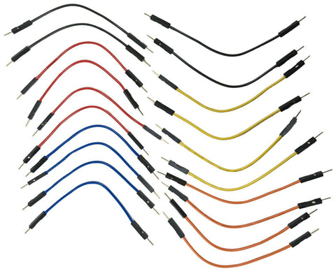 20 Piece 4" Male to Male Jumper Wires, 22 Gauge, Includes 5 Different Colors