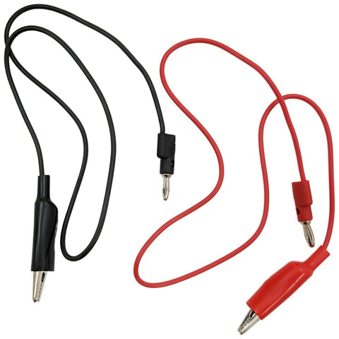 24 Inch Banana to Large Alligator Clip Test Lead Set, Includes 1 Red and 1 Black