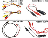 Solderless Breadboard Cable Kit - Includes BNC, Banana, Alligator, and Wall Adapter to Pin Test Leads