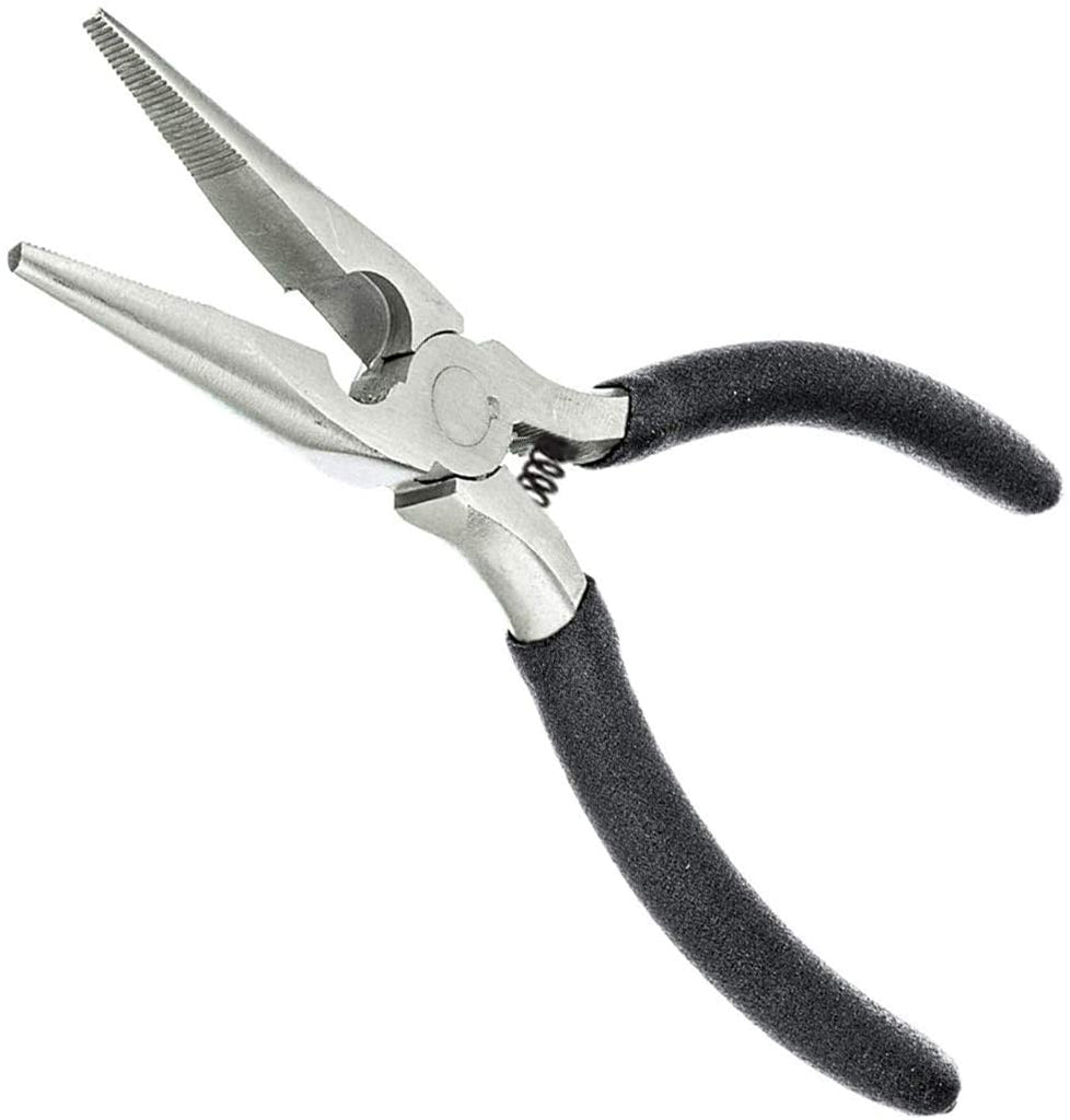 5 inch Mini Long Nose Pliers (Serrated Jaws) with Side Cutter and Comfort Grip Handles