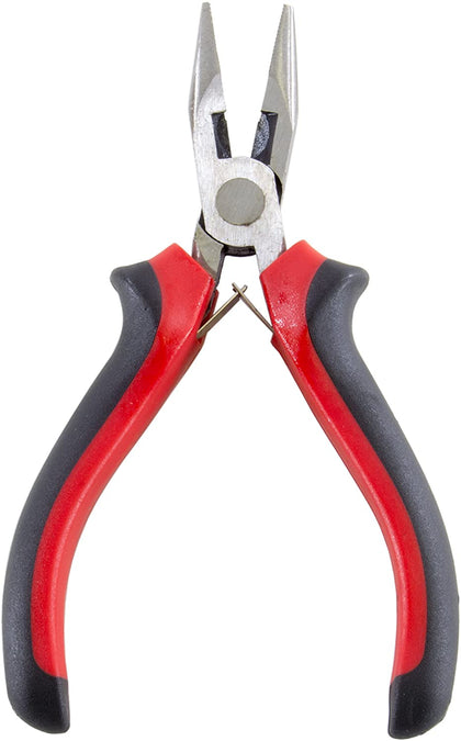 Mini Long Nose Pliers with Serrated Jaws and Side Cutter, Cushion Grip Handle, 4.75-Inch Overall Length