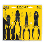 Stanley 4 Piece Pliers Set - 7" Diagonal Pliers, 8" Lineman's Pliers, 8" Long Nose Pliers, & 8" Slip Joint Pliers