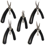 5 Piece Stainless Steel Precision Tool Set - Side Cutter, Round Nose, Long Nose, Flat Nose, and Bent Nose Pliers
