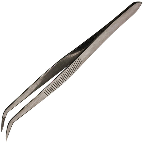Stainless Steel Tweezers, 4½" Curved with Fine Serrated Points