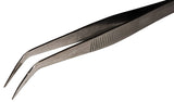 Stainless Steel Tweezers, 4½" Curved with Fine Serrated Points