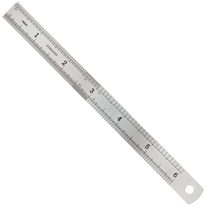 6” Mini Double-Sided Ruler, SAE and Metric, 1/64" and 1mm Increments