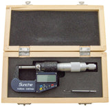 0-1" Range Digital Micrometer with 6 Digit LCD Display .0001" Graduation, Features mm/inch Conversion Button (0-25mm Range, 0.001mm Resolution)