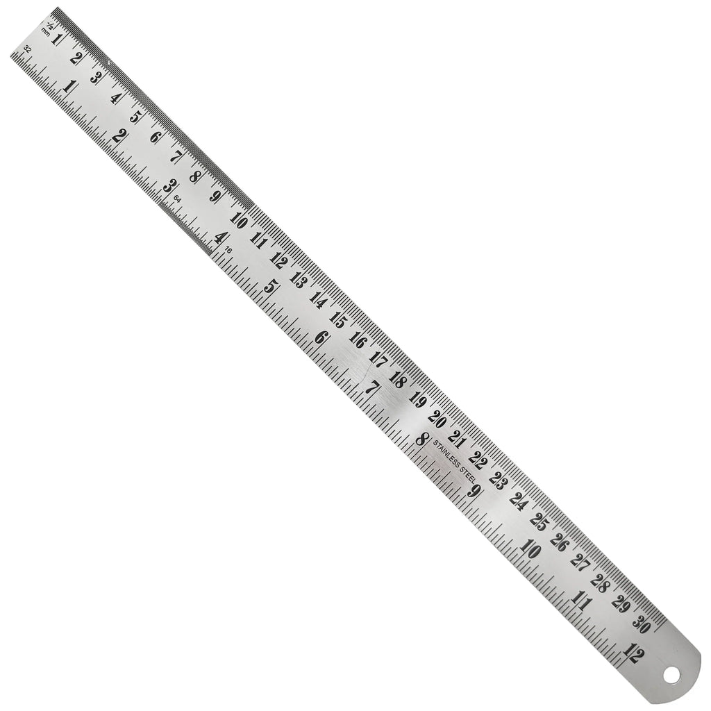 12-Inch / 30cm Steel Ruler with 1/8, 1/16, 1/32, and 1/64