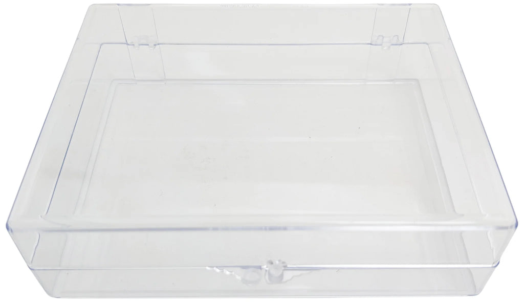 Small Clear Plastic Box, Rigid Hinged Polystyrene - 4⅝ × 3½ × 1¼