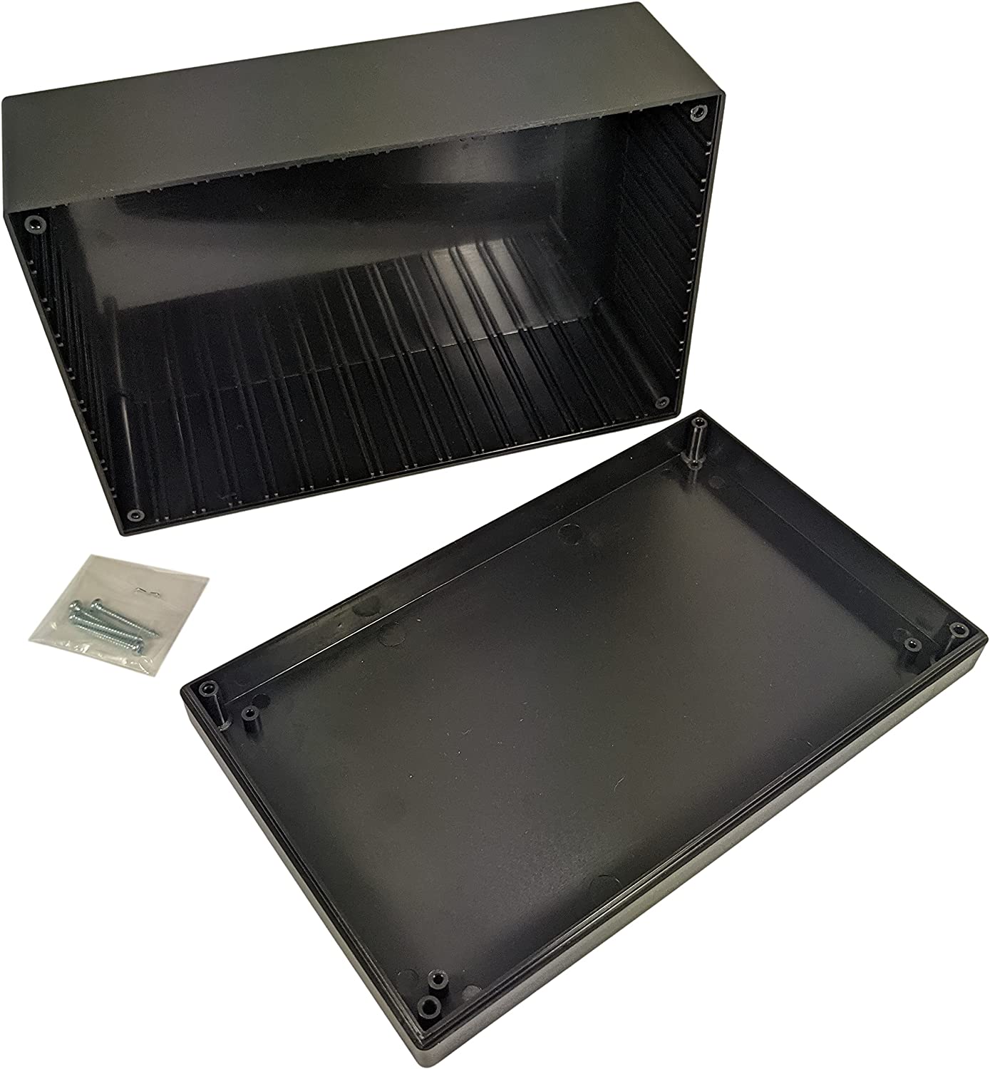 Black ABS Plastic Enclosure Project Box with Lid and Screws, 8.82