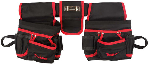 Toolland Electrician's Double Pouch Nylon Tool Belt, Black and Red (FI68)