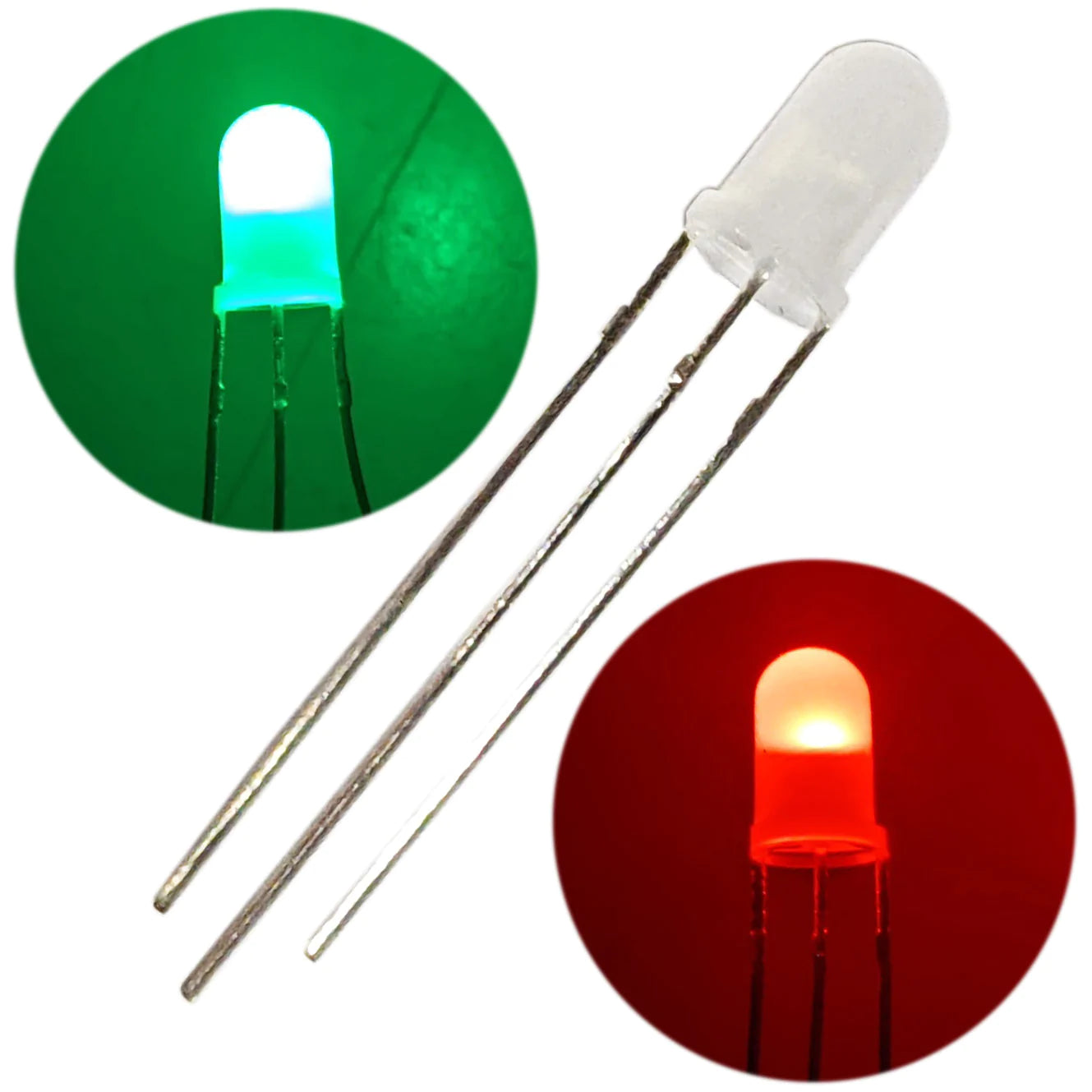 100PCS F3 3mm 3-Pin Dual Bi-Color Diffused Common Cathode LED Diode LIGHT