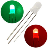 Bi-Color Red / Green Diffused LED, 3-Pin, 5mm Diameter × 9mm Tall, T-1 3/4, HLMP-4000