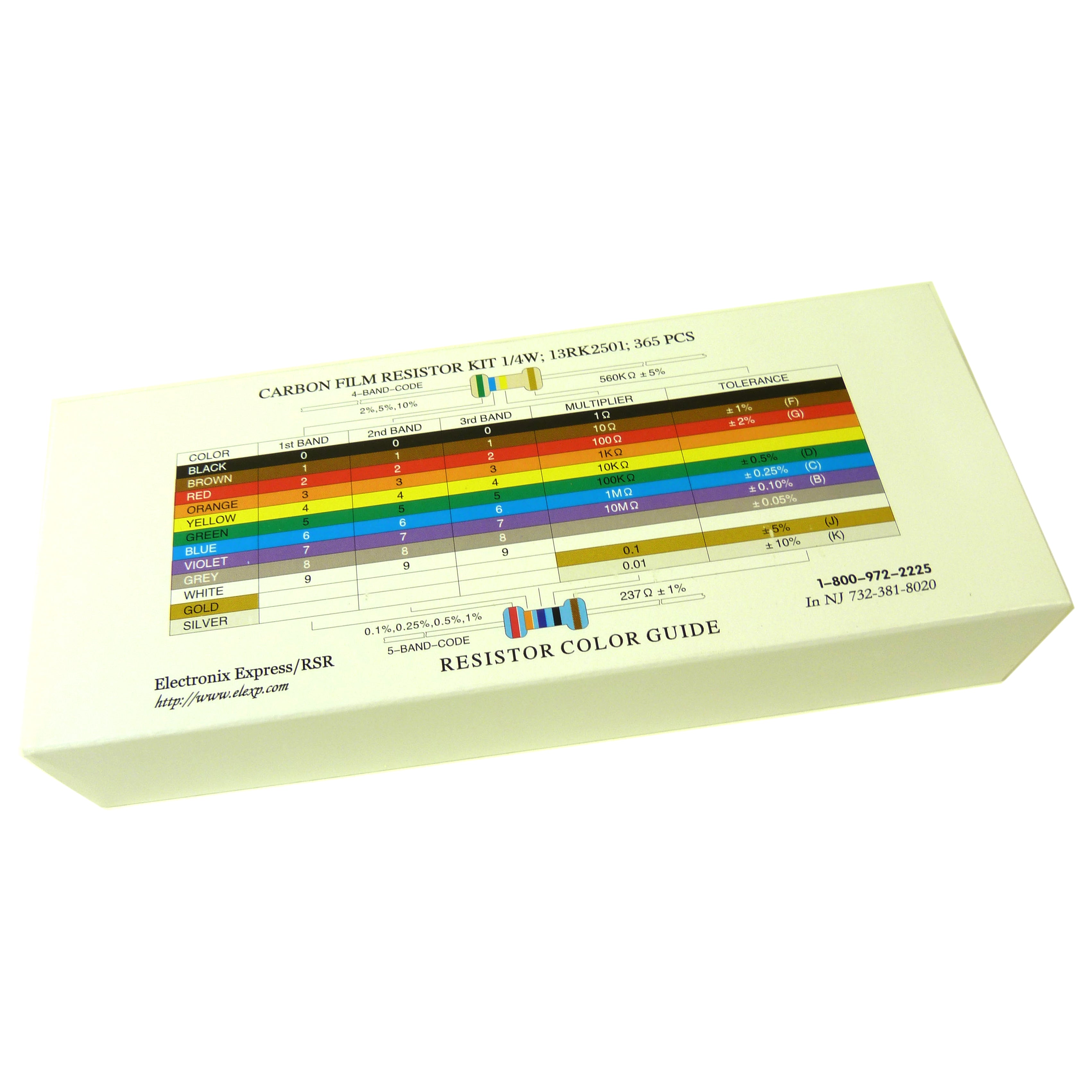 365 Piece Resistor Kit 1/4 Watt in Compartmentalized Cardboard Storage –  Electronix Express