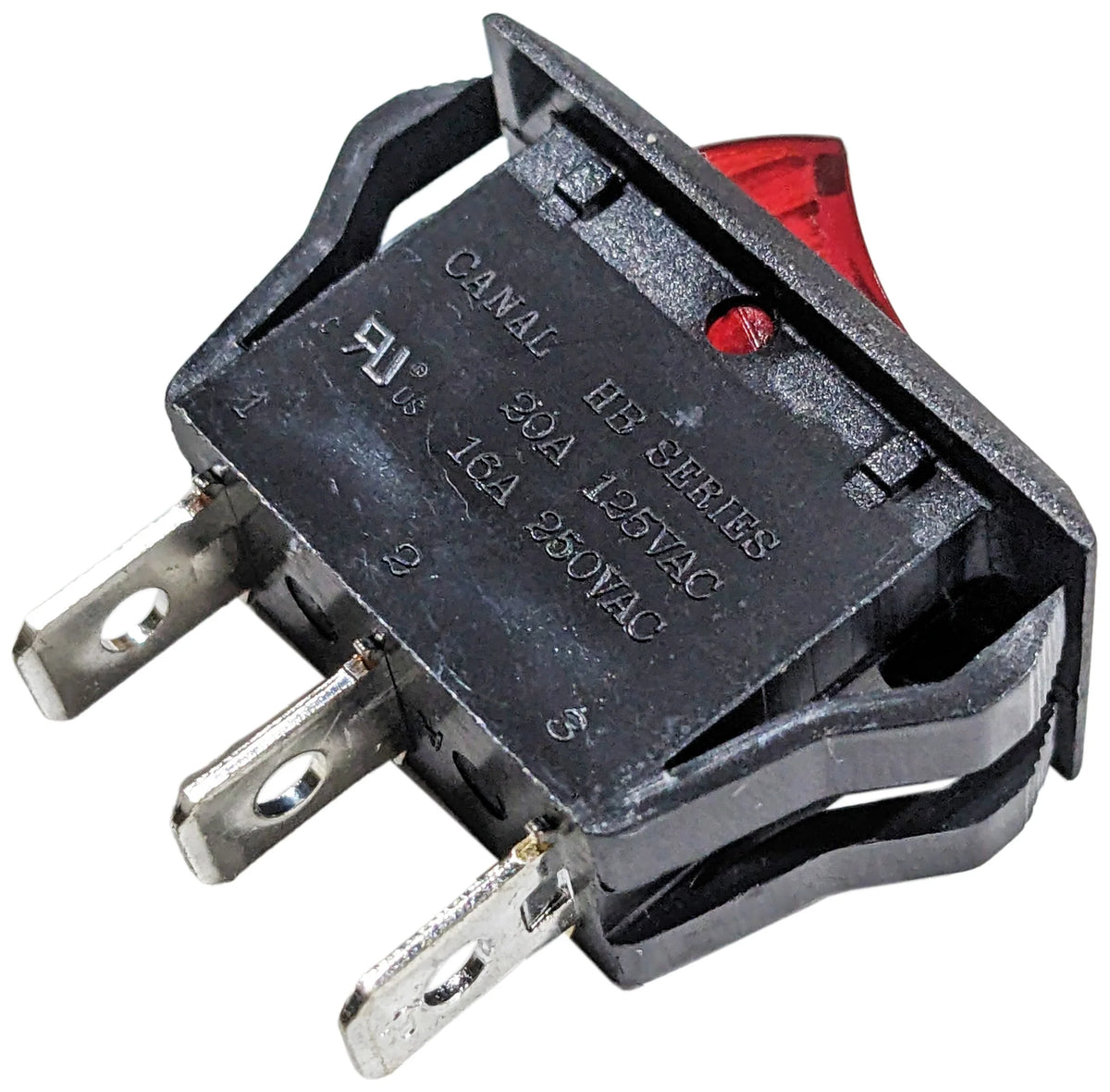 Lighted Rocker Switch, 10A 250VAC / 15A 125VAC, Fits 1.125