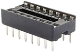 16 Pin Solder Tail Low Profile DIP IC Socket, 2.54mm Pitch, 7.6mm Row to Row Distance