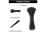 Assorted Size Cable Zip Ties Kit - UV Resistant Nylon - Black - 500 Pcs Pack