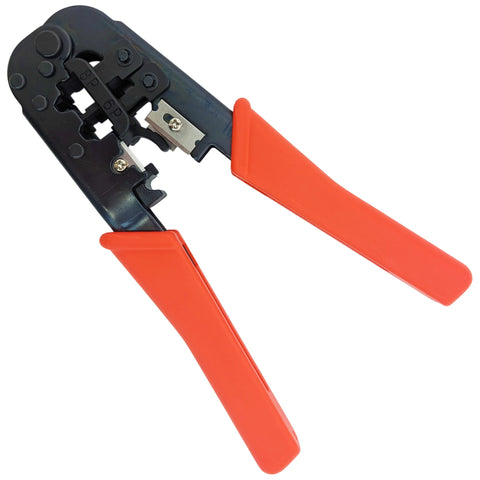 Crimping Tool for Modular Plugs RJ11/RJ12 (6P 6C) and RJ45 (8P 8C) with Built-in Wire Stripper and Cutter