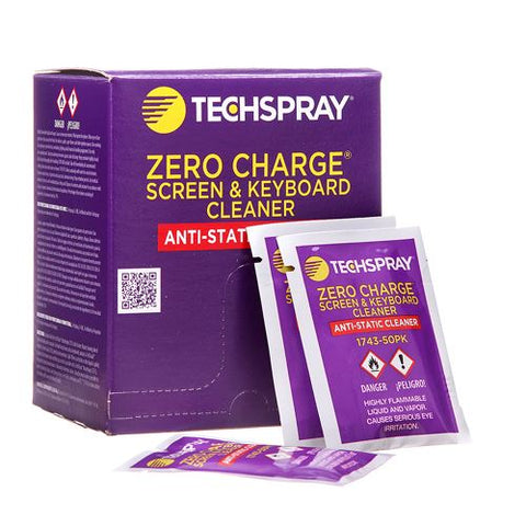 Techspray Zero Charge Anti-Static Screen & Keyboard Cleaner Wipes