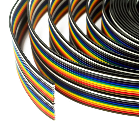 Multicolor Rainbow Ribbon Cable, 24 Conductors, 100 Feet