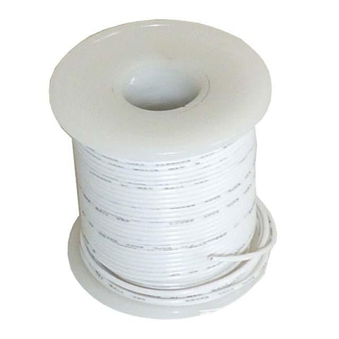 NTE Electronics WHS22-09-100 Hook-Up Wire, 300V, Solid Cond, 22 AWG, White,  100' Spool, WHS Series