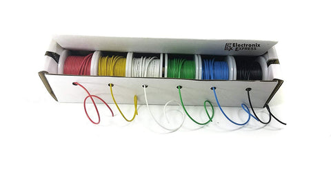 22 Gauge Solid Wire Kit, 6 Different Color 100 Foot Spools with Dispenser Box