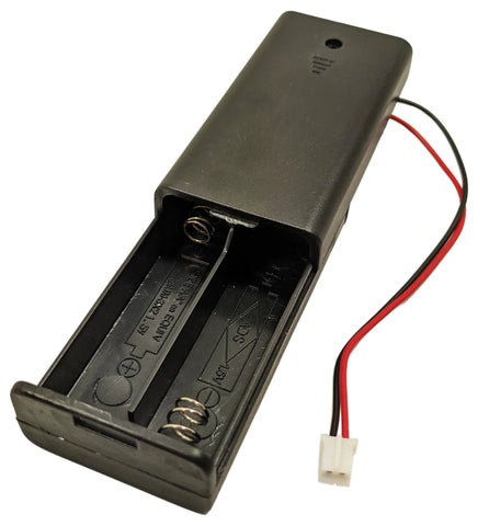 AA Battery Holder with Cover and JST Connector (Holds 2 AA Batteries)