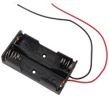 AA 2 Battery Holder with Wire Leads, Holds Two AA Batteries, 2.3" x 1.3" x 0.5", Black Lightweight Plastic