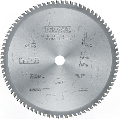 DeWalt 80 Teeth Stainless Steel Metal Cutting 1-Inch Arbor, 12-Inch