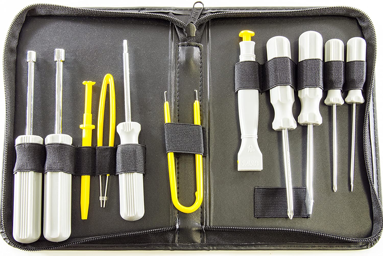 12 Piece Computer and Electronics Toolkit with Flat, 0 / #1 Phillips, and T15 Screwdrivers, Nut Drivers, IC Extractor, IC Inserter, and Tweezers (Mode 3200CTK2, image size:1500x1002