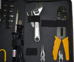 RSR Electrical Engineering Toolkit, Includes 35W Soldering Iron, Solder, Desoldering Pump, Wire Striper Cutter Crimper, Adjustable Wrench, Driver + Bits, Pliers, Tweezers, IC Extractor + Inserter and More